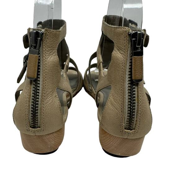 Eileen Fisher Wedge Gladiator Sandal Beige Tan Leather 6 - Picture 6 of 9